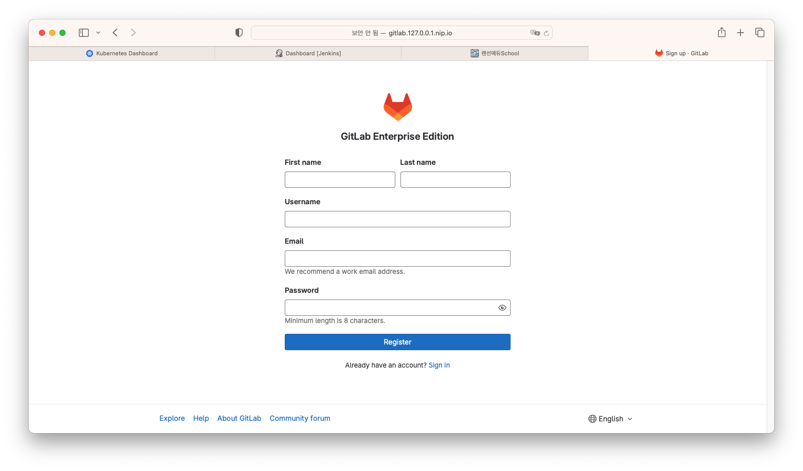 minikube gitlab register